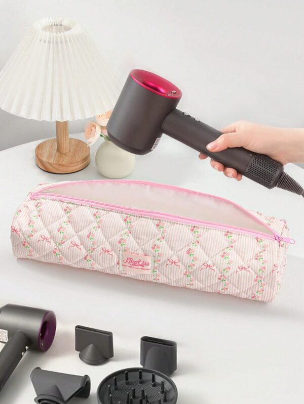Pink Bowknot And Flower Pattern Hair Dryer Storage Bags