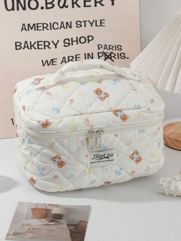Cute Bear Floral Lovely Wash Bag For Travel Cosmetic Bag Set