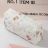 1Pc Cute Bear Floral Pattern Quilting Large Capacity Cosmetic Bag Fashionable Portable Makeup Bag Girls Travel Make Up Bag Multi Functional Storage Bag For Lipstick Sanitary Napkin Coins KeysHair Clips (5)