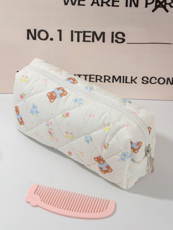 Cute Bear Floral Lovely Wash Bag For Travel Cosmetic Bag Set