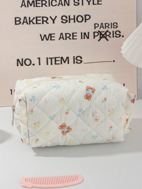 Cute Bear Floral Lovely Wash Bag For Travel Cosmetic Bag Set