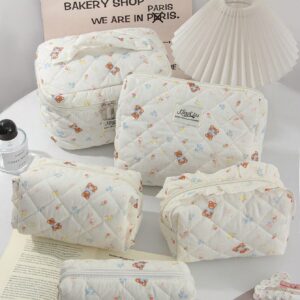 Cute Bear Floral Lovely Wash Bag For Travel Cosmetic Bag Set