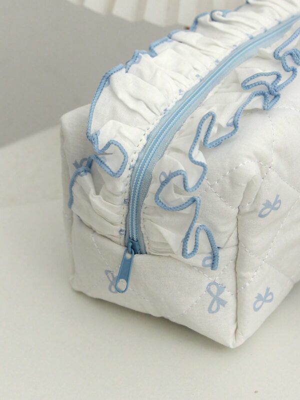 Cute Bow Knot Pattern Multifunctional Checkerboard Makeup Bag