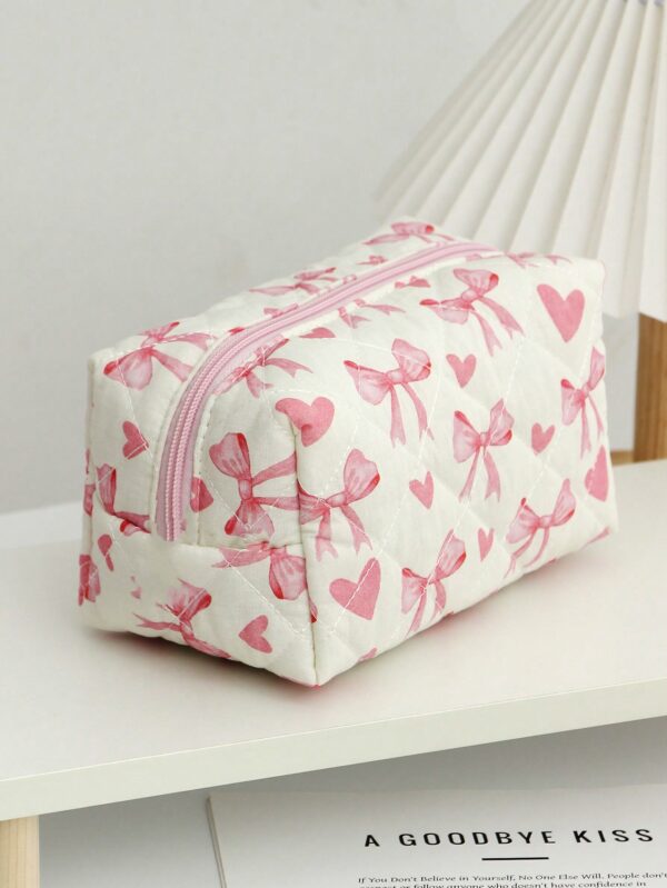 Pink Checkerboard Makeup Bag Large Capacity Cosmetic Organizer Gift for Women