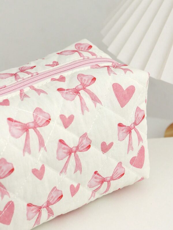 Pink Checkerboard Makeup Bag Large Capacity Cosmetic Organizer Gift for Women