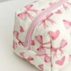 1Pc Cute Heart Bowknot Pattern Multifunctional Checkerboard Makeup Bag Sanitary Bag Coin Bag Pink Square Cosmetic Bag Large Capacity Make Up Bag Large Capacity For Travel Makeup Bag Makeup Pouch Home De (4)