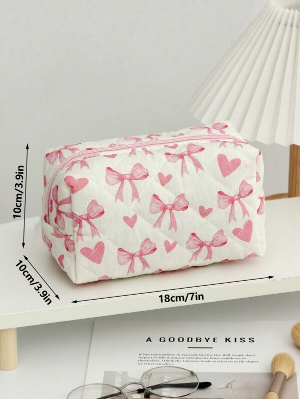 Pink Checkerboard Makeup Bag Large Capacity Cosmetic Organizer Gift for Women