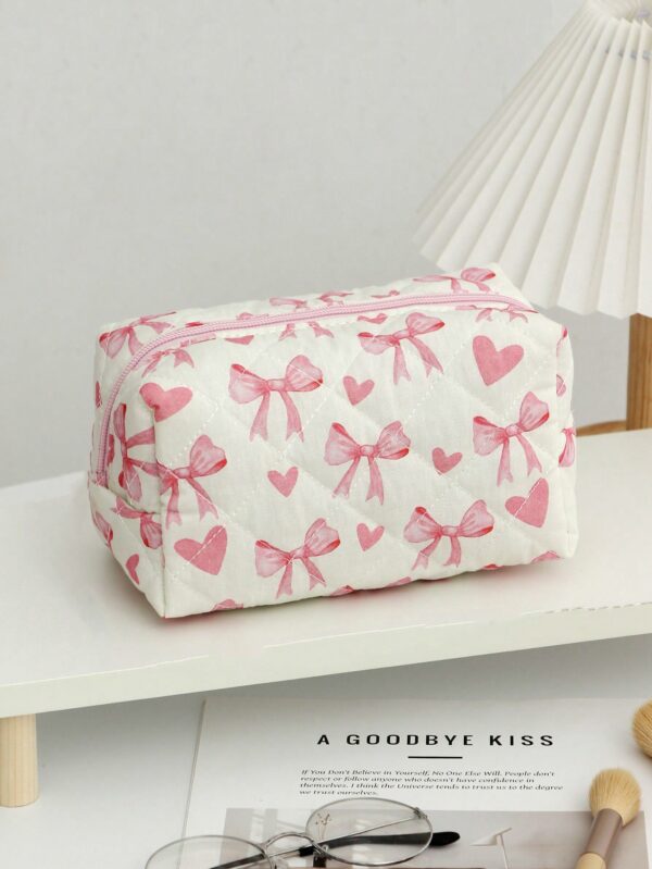 Pink Checkerboard Makeup Bag Large Capacity Cosmetic Organizer Gift for Women