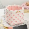 1Pc Floral Heart Ruffle Wrinkle Design Quilting Girls Cosmetic Storage Basket Skincare Storage Basket Women Make Up Storage Multifunctional Cosmetic Organizer Cosmetics Brush Storage For Lipstick Brus (3)