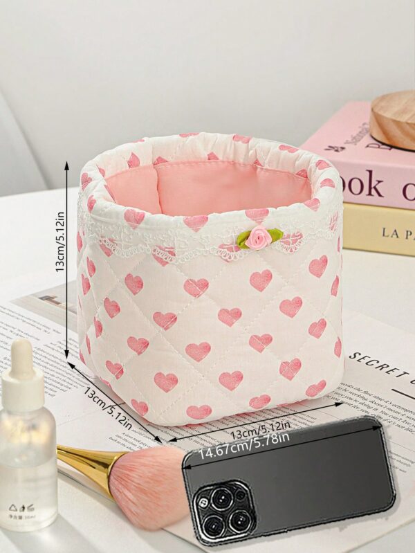 Floral Heart Ruffle Wrinkle Design Quilting Girls Basket Set
