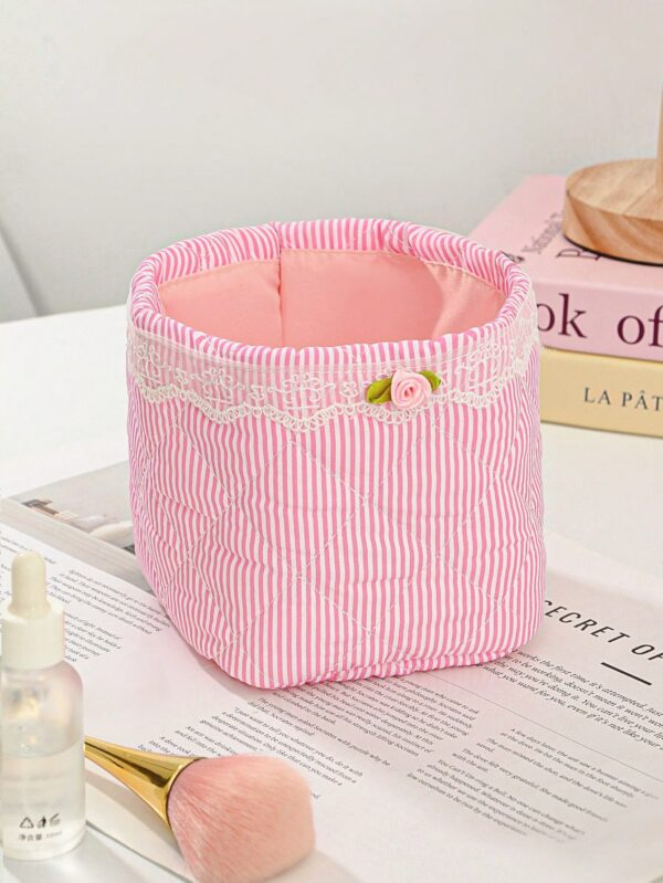 Floral Heart Ruffle Wrinkle Design Quilting Girls Basket Set