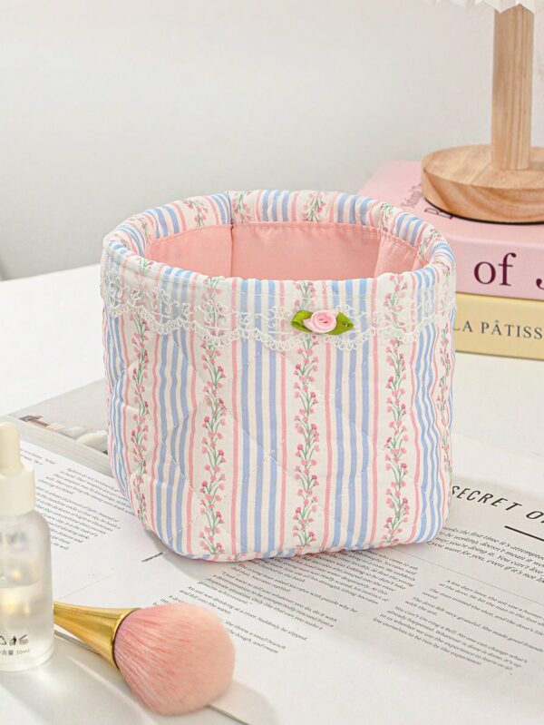 Floral Heart Ruffle Wrinkle Design Quilting Girls Basket Set