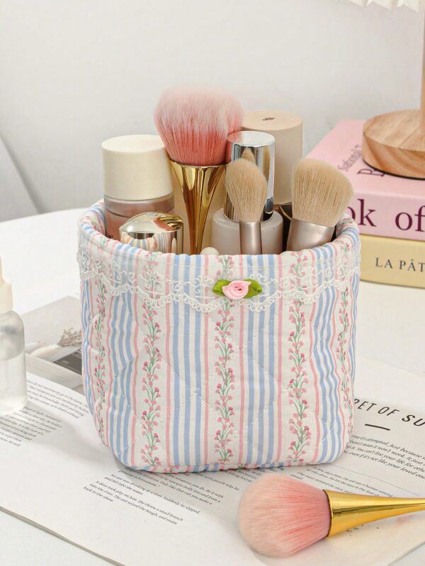 Floral Heart Ruffle Wrinkle Design Quilting Girls Basket Set