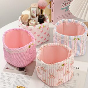 Floral Heart Ruffle Wrinkle Design Quilting Girls Basket Set
