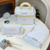 1Pc Polka Dot Pattern Quilting Large Capacity Cosmetic Bag Fashionable Portable Makeup Bag Girls Travel Make Up Bag Multi Functional Storage Bag For Lipstick Sanitary Napkin Coins KeysHair Clips Scrunch (2)