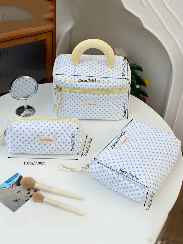 Polka Dot Pattern Girls Travel Make Up Bag Set