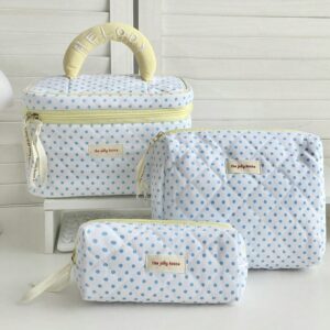 Polka Dot Pattern Girls Travel Make Up Bag Set