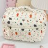1Pc Set Bear Design Quilting Large Capacity Cosmetic Bag Fashionable Portable Makeup Bag Girls Travel Make Up Bag Multi Functional Storage Bag For Lipstick Sanitary Napkin Coins KeysHair Clips Scrunchie (3)