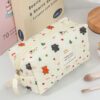 1Pc Set Bear Design Quilting Large Capacity Cosmetic Bag Fashionable Portable Makeup Bag Girls Travel Make Up Bag Multi Functional Storage Bag For Lipstick Sanitary Napkin Coins KeysHair Clips Scrunchie (5)