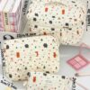 1Pc Set Bear Design Quilting Large Capacity Cosmetic Bag Fashionable Portable Makeup Bag Girls Travel Make Up Bag Multi Functional Storage Bag For Lipstick Sanitary Napkin Coins KeysHair Clips Scrunchie (8)