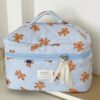 1Pc Set Cute Blue Bear Pattern Large Capacity Multifunctional Cosmetic Bag Travel Makeup Bag Girls Make Up Bag Back To School Wallet Pouch Portable Cosmetics Brush Storage Clutch With Zipper Closure Hom (1)