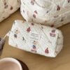 1Pc Set Cute Pattern Print Quilting Large Capacity Cosmetic Bag Fashionable Portable Makeup Bag Girls Travel Make Up Bag Multi Functional Storage Bag For Lipstick Sanitary Napkin Coins KeysHair Clips Sc (2)