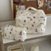 1Pc Set Cute Pattern Print Quilting Large Capacity Cosmetic Bag Fashionable Portable Makeup Bag Girls Travel Make Up Bag Multi Functional Storage Bag For Lipstick Sanitary Napkin Coins KeysHair Clips Sc (4)