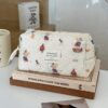 1Pc Set Cute Pattern Print Quilting Large Capacity Cosmetic Bag Fashionable Portable Makeup Bag Girls Travel Make Up Bag Multi Functional Storage Bag For Lipstick Sanitary Napkin Coins KeysHair Clips Sc (6)