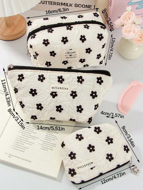 Set Floral Travel Makeup Bag Set Gift For Birthday