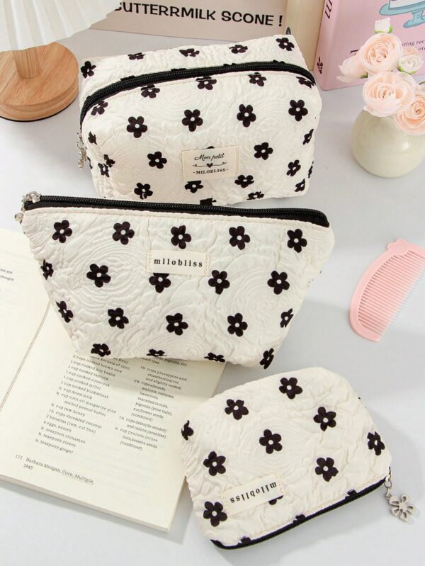 Set Floral Travel Makeup Bag Set Gift For Birthday