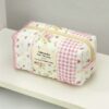 1Pc Set Floral Plaid Pattern Large Capacity Multifunctional Cosmetic Organizer Wallet Pouch Portable Cosmetics Brush Storage Clutch With Zipper Closure For Lipstick Brush Makeup Organizer Makeup Storag (5)