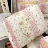 1Pc Set Floral Plaid Pattern Large Capacity Multifunctional Cosmetic Organizer Wallet Pouch Portable Cosmetics Brush Storage Clutch With Zipper Closure For Lipstick Brush Makeup Organizer Makeup Storag (7)
