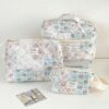 1Pc Set Floral Plaid Pattern Large Capacity Multifunctional Cosmetic Organizer Wallet Pouch Portable Cosmetics Brush Storage Clutch With Zipper Closure For Lipstick Brush Skincare Travel Essentials Mak (2)