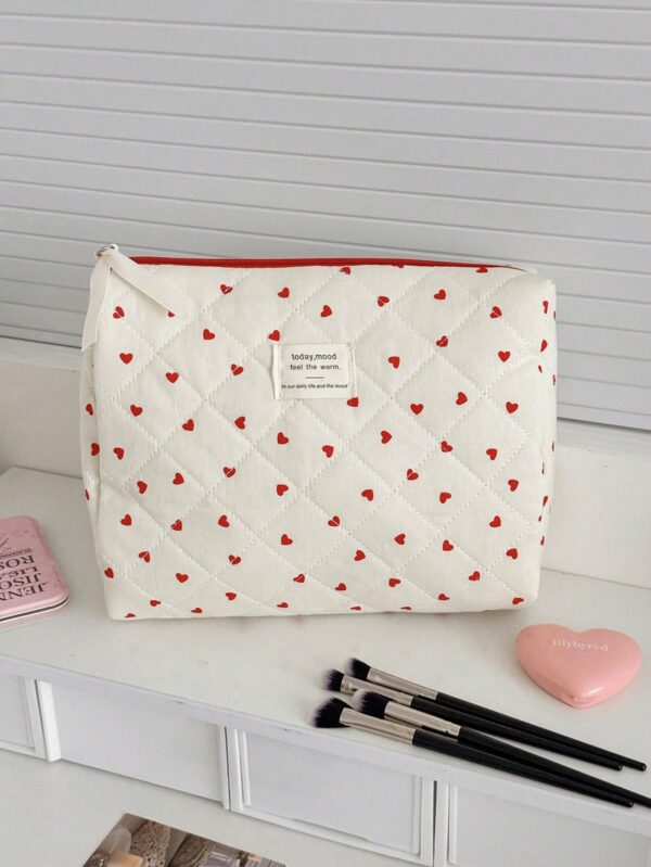 Heart Print Makeup Bag Set Makeup Pouch Skincare Bag Toiletry Bag Packing Cubes
