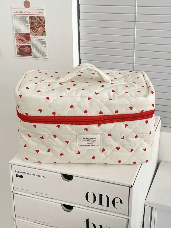Heart Print Makeup Bag Set Makeup Pouch Skincare Bag Toiletry Bag Packing Cubes