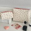 1Pc Set Heart Print Pattern Multifunctional Cosmetic Organizer Wallet Pouch Portable Cosmetics Brush Storage Clutch With Zipper Closure For Lipstick Brush Skincare Mobile Phone Coin Small Items For Home (6)