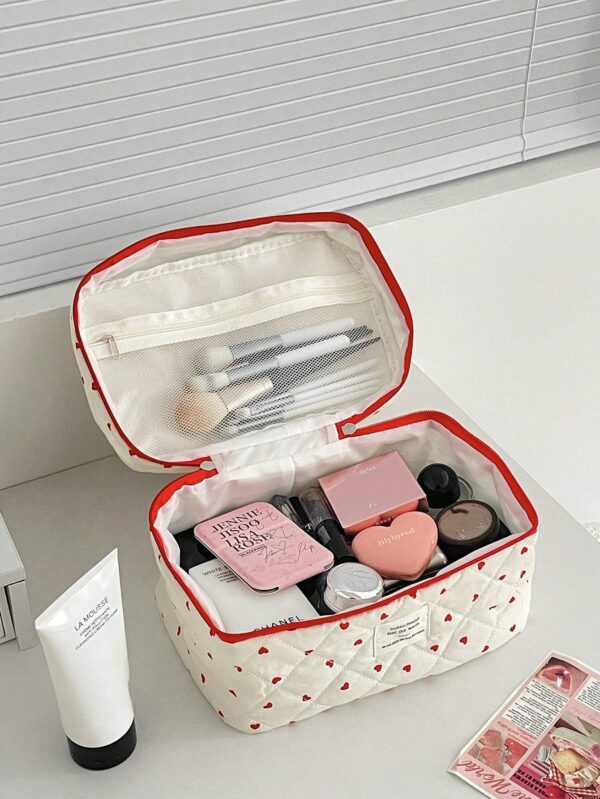 Heart Print Makeup Bag Set Makeup Pouch Skincare Bag Toiletry Bag Packing Cubes