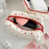 1Pc Set Heart Print Pattern Multifunctional Cosmetic Organizer Wallet Pouch Portable Cosmetics Brush Storage Clutch With Zipper Closure For Lipstick Brush Skincare Mobile Phone Coin Small Items For Home (8)