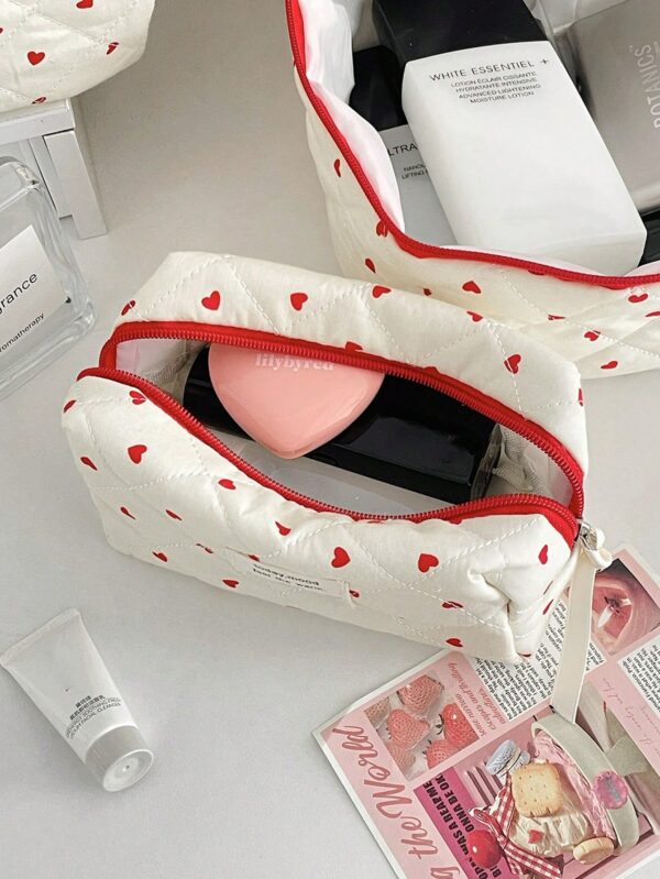 Heart Print Makeup Bag Set Makeup Pouch Skincare Bag Toiletry Bag Packing Cubes