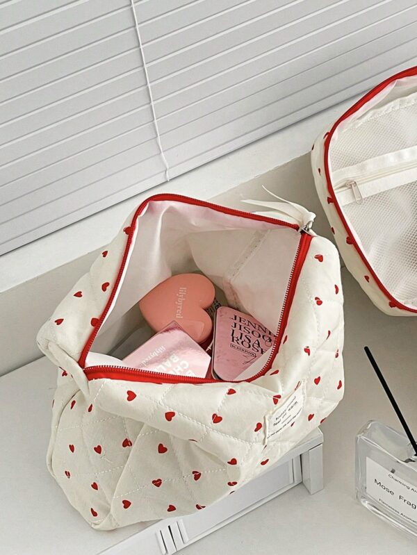 Heart Print Makeup Bag Set Makeup Pouch Skincare Bag Toiletry Bag Packing Cubes