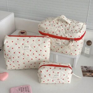 Heart Print Makeup Bag Set Makeup Pouch Skincare Bag Toiletry Bag Packing Cubes