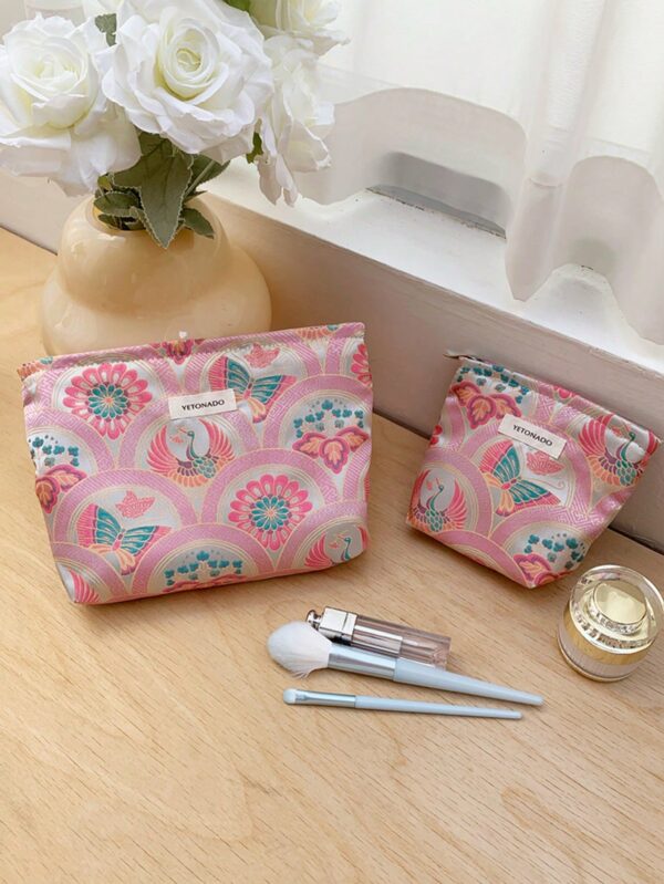 Butterfly Red Crowned Crane Motifs Print Bag Set
