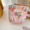 1Pc Set Pink ButterflyRed Crowned Crane Motifs Print Travel Makeup Bag Cosmetic Bag Cosmetic Organizer Handbag Wallet Pouch Portable Cosmetics Brush Storage Clutch With Zipper Closure For Lipstick Brush (3)
