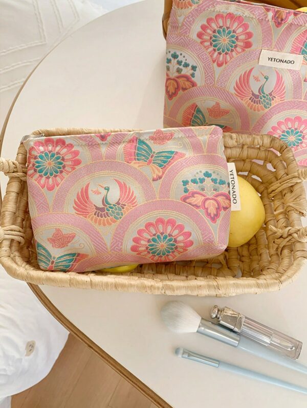 Butterfly Red Crowned Crane Motifs Print Bag Set