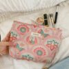1Pc Set Pink ButterflyRed Crowned Crane Motifs Print Travel Makeup Bag Cosmetic Bag Cosmetic Organizer Handbag Wallet Pouch Portable Cosmetics Brush Storage Clutch With Zipper Closure For Lipstick Brush (7)
