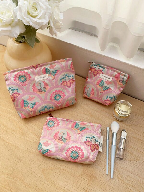 Butterfly Red Crowned Crane Motifs Print Bag Set
