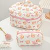 1 Piece Bear Pattern Cosmetic Bag Set Large Capacity Quilted Travel Makeup Bag With Handle Cute Pink Floral Make Pouch With Lace Portable Kawaii Toiletry Travel Bag Cosmetic Pouch Makeu Up Brushes Stora (2)