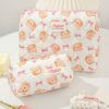 1 Piece Bear Pattern Cosmetic Bag Set Large Capacity Quilted Travel Makeup Bag With Handle Cute Pink Floral Make Pouch With Lace Portable Kawaii Toiletry Travel Bag Cosmetic Pouch Makeu Up Brushes Stora (3)