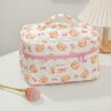 1 Piece Bear Pattern Cosmetic Bag Set Large Capacity Quilted Travel Makeup Bag With Handle Cute Pink Floral Make Pouch With Lace Portable Kawaii Toiletry Travel Bag Cosmetic Pouch Makeu Up Brushes Stora (4)