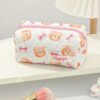 1 Piece Bear Pattern Cosmetic Bag Set Large Capacity Quilted Travel Makeup Bag With Handle Cute Pink Floral Make Pouch With Lace Portable Kawaii Toiletry Travel Bag Cosmetic Pouch Makeu Up Brushes Stora (5)